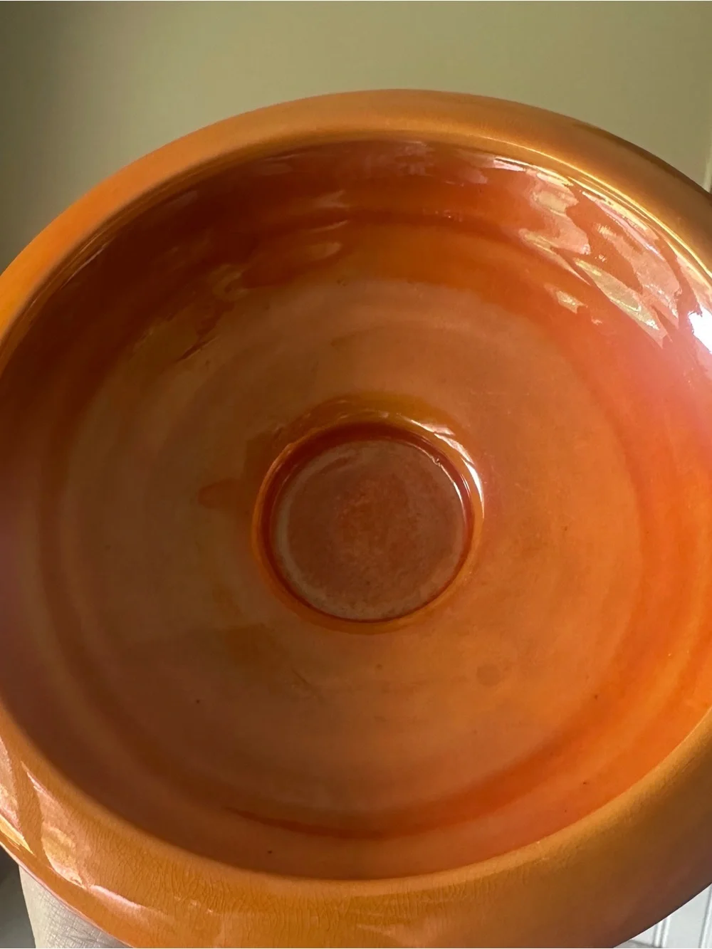 Weller Lustre Console Bowl Footed Centerpiece 9.5” Orange Luster Art Deco 1920’s